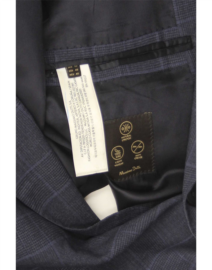 Giacca blazer da uomo a 2 bottoni Massimo Dutti EU 40 lana media a quadri blu navy