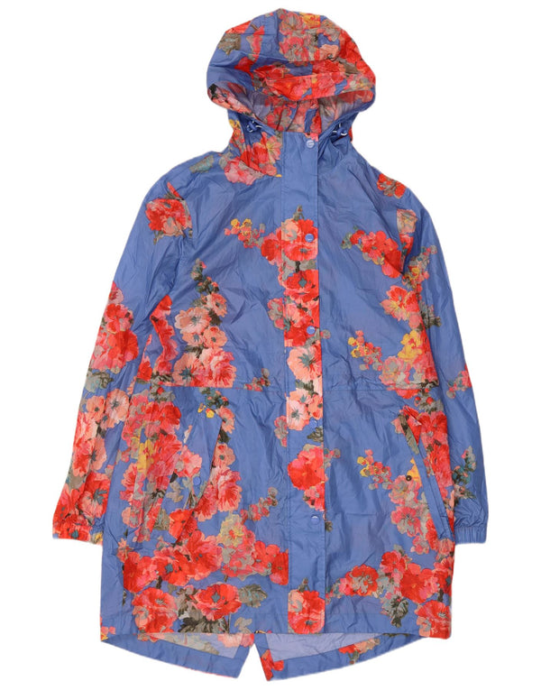 Impermeabile con cappuccio da donna Joules UK 12 Poliestere floreale blu medio