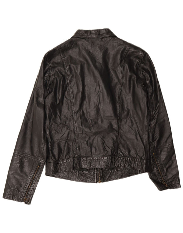 Giacca in pelle da donna Sisley UK 10 piccola in pelle nera