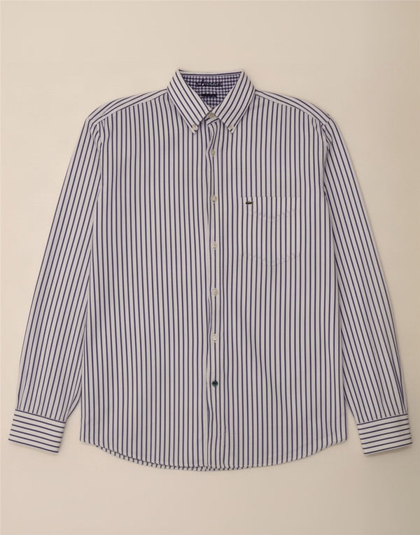 Camicia da uomo Lacoste taglia 42 grande cotone gessato bianco