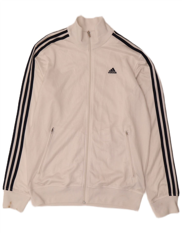 Giacca da tuta da uomo Adidas UK 38/40 Medium White Poliestere Sports