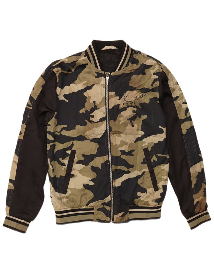 Giubbotto bomber grafico da uomo Zara UK 38 Poliestere mimetico kaki medio