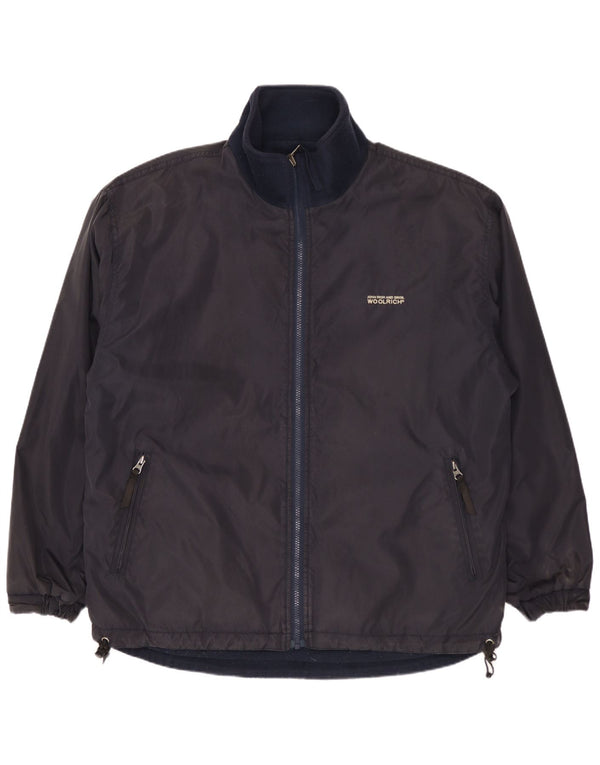 WOOLRICH Mens Reversible Jacket UK 40 Large Navy Blue Nylon