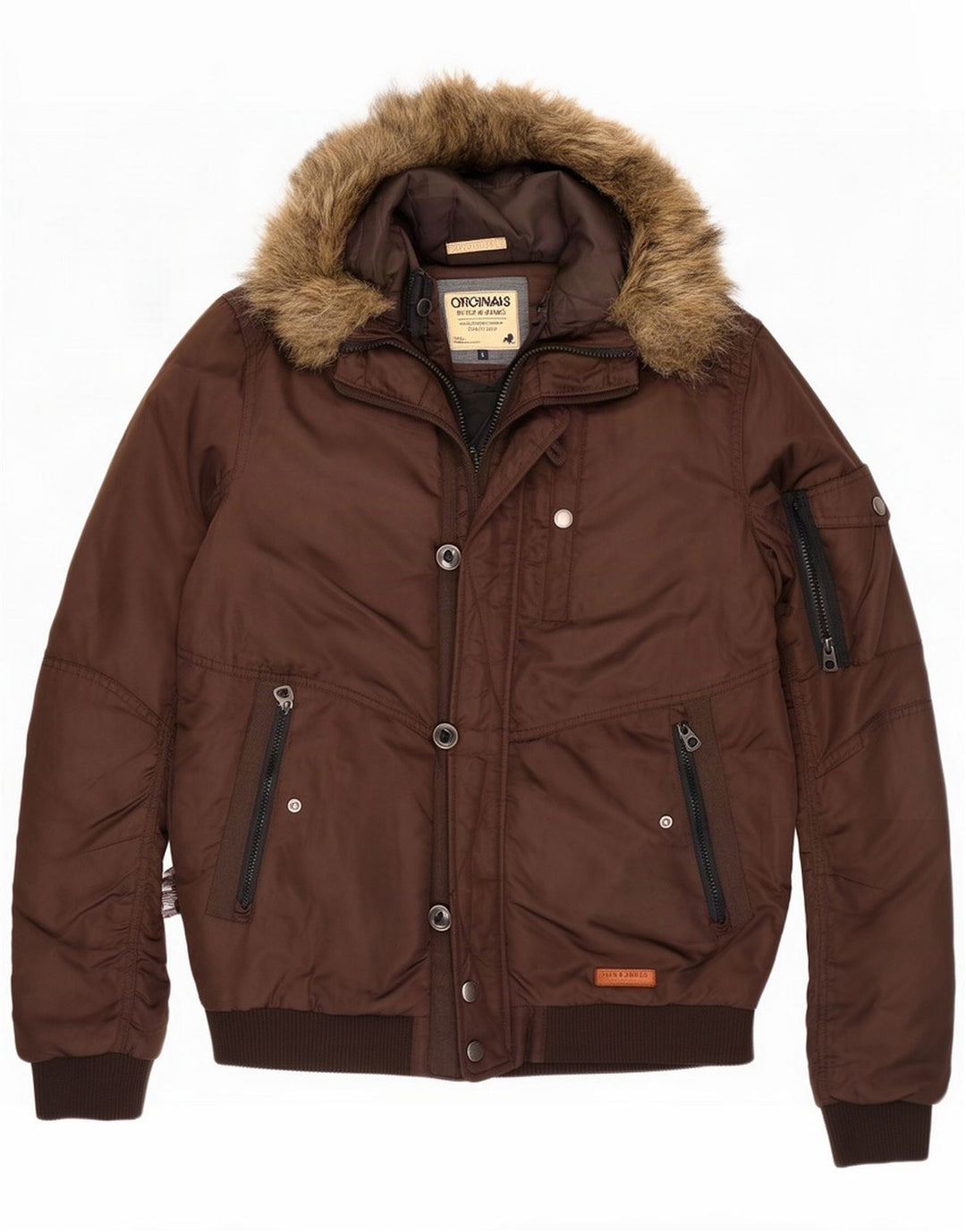Jack & Jones Giubbotto bomber con cappuccio da uomo UK 40 Large Marrone Poliestere