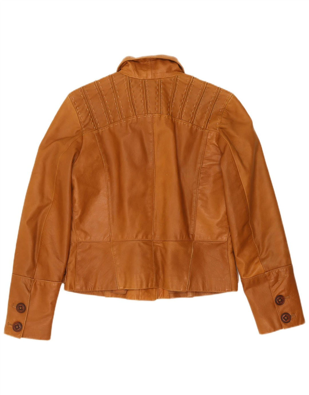 Giacca in pelle da donna vintage UK 12 in pelle marrone medio