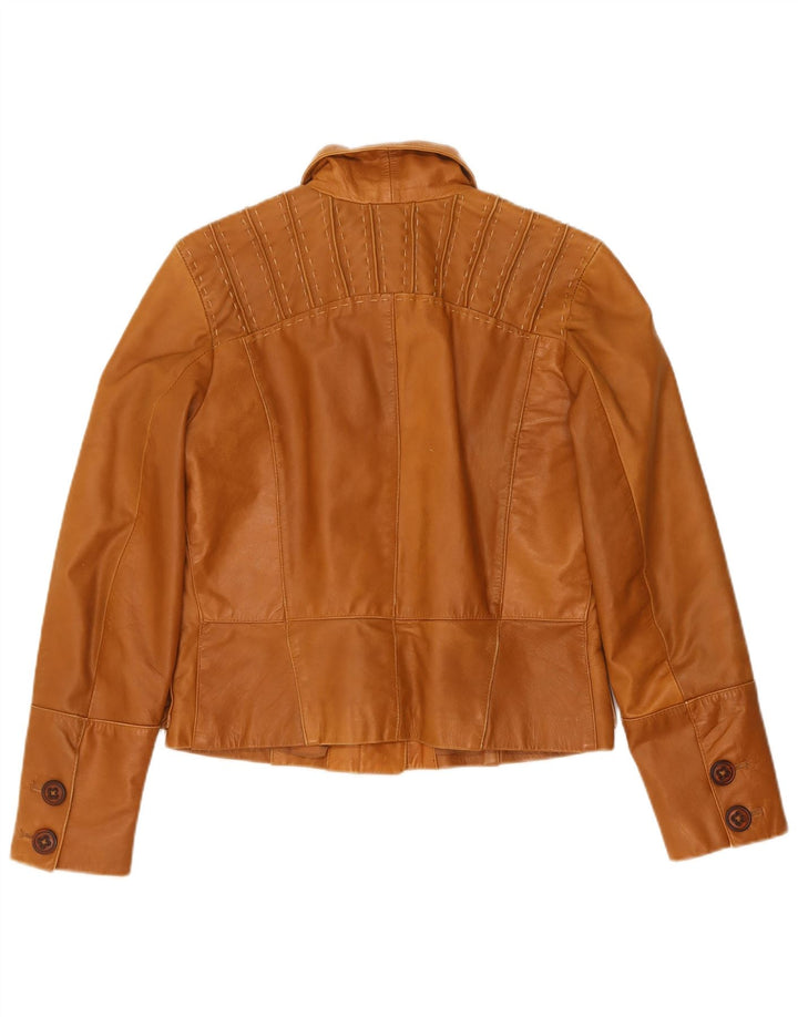 Giacca in pelle da donna vintage UK 12 in pelle marrone medio