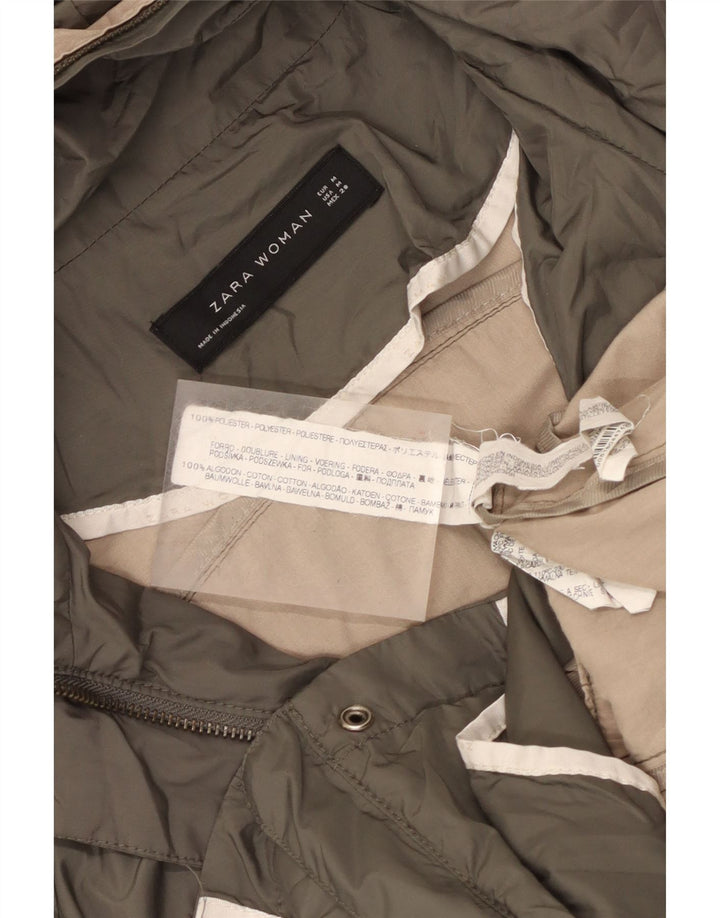 Giacca utilitaria con cappuccio da donna Zara UK 12 poliestere kaki medio