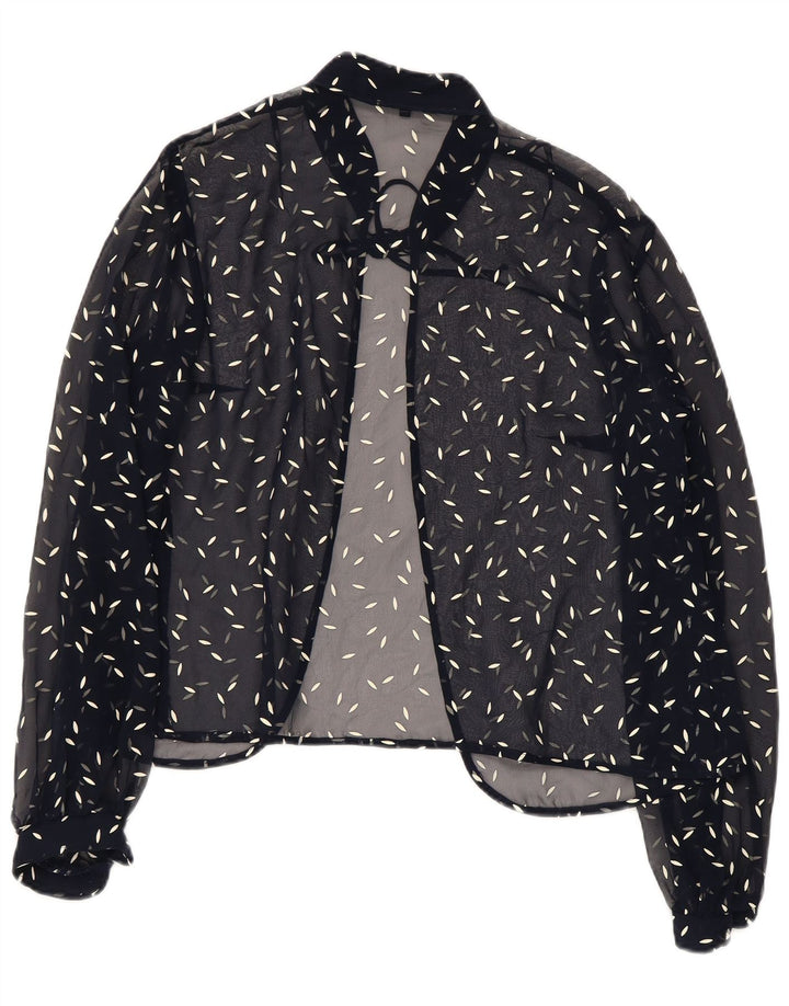 VINTAGE Womens Abstract Pattern Shirt Blouse UK 22 3XL Navy Blue