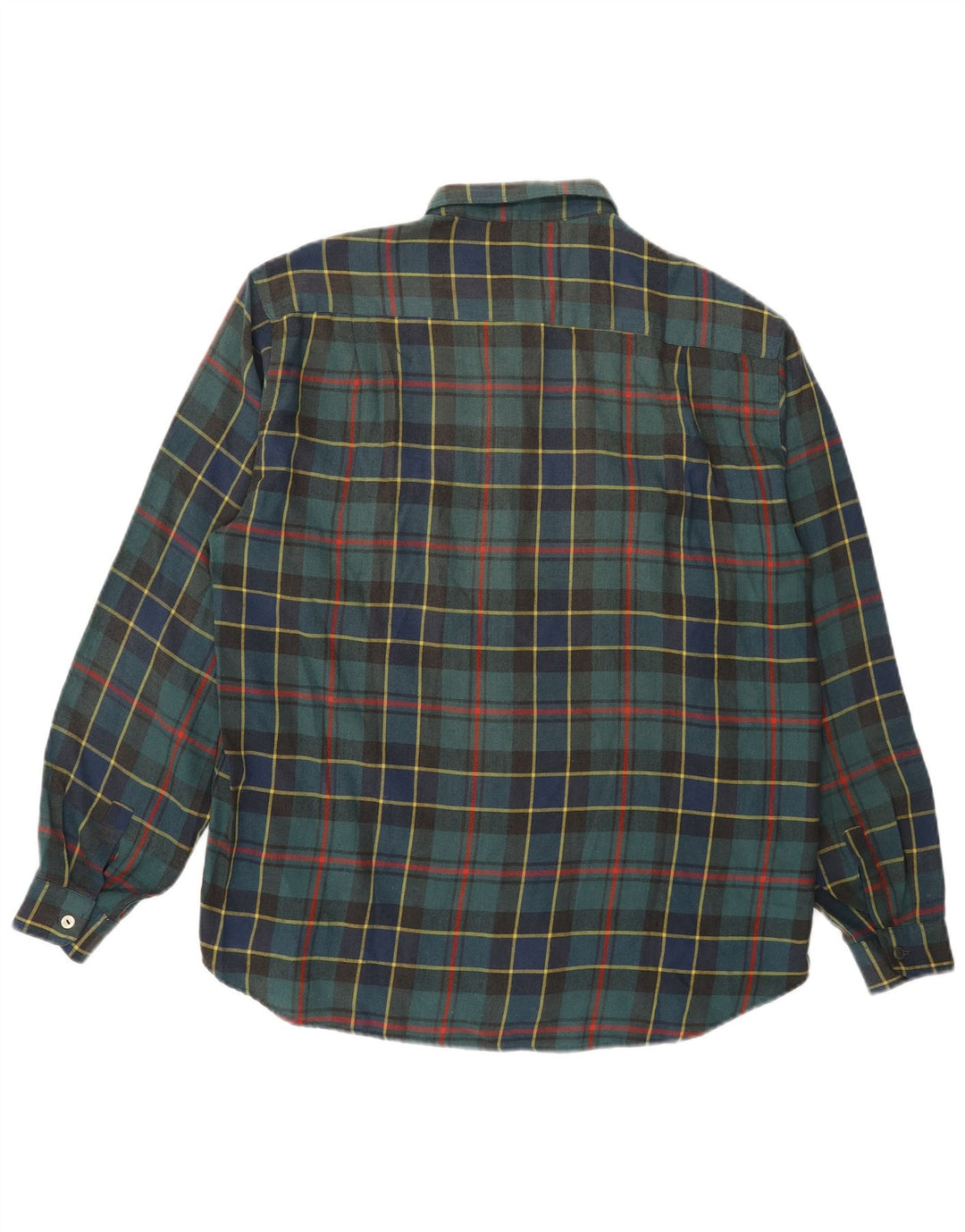 BENETTON Mens Flannel Shirt XL Green Check Cotton