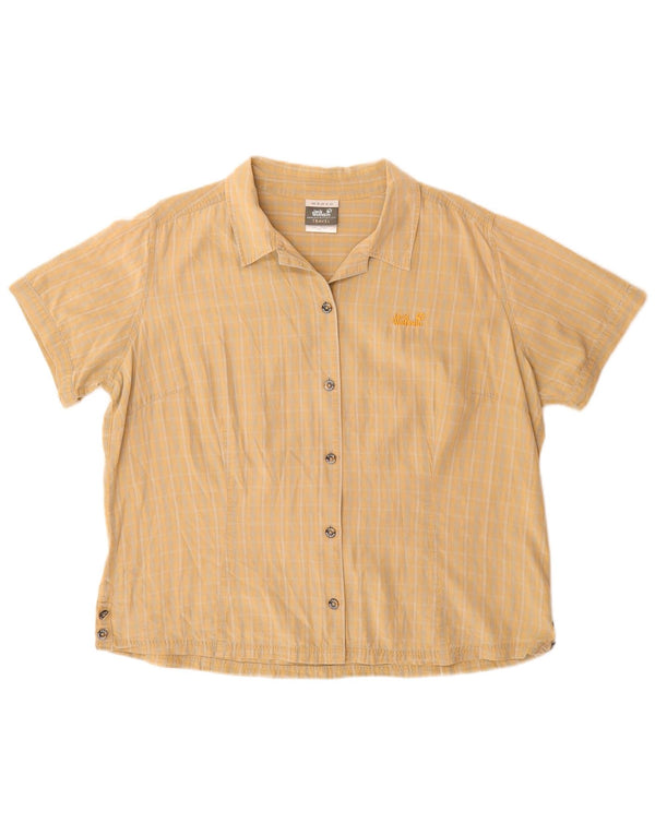Camicia a maniche corte da donna Jack Wolfskin UK 20 2XL Lyocell a quadri beige