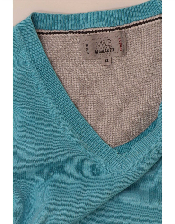 Maglione maglione con scollo a V vestibilità regolare da uomo Marks & Spencer XL Blu