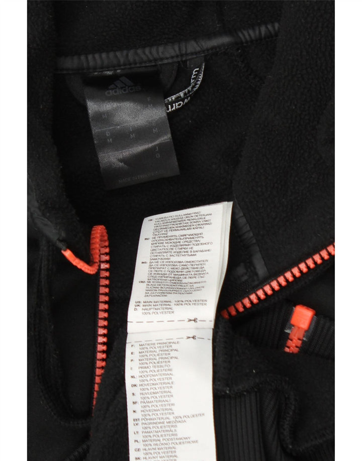 Maglione con cappuccio e zip grafica Adidas Climawarm da uomo in poliestere nero medio