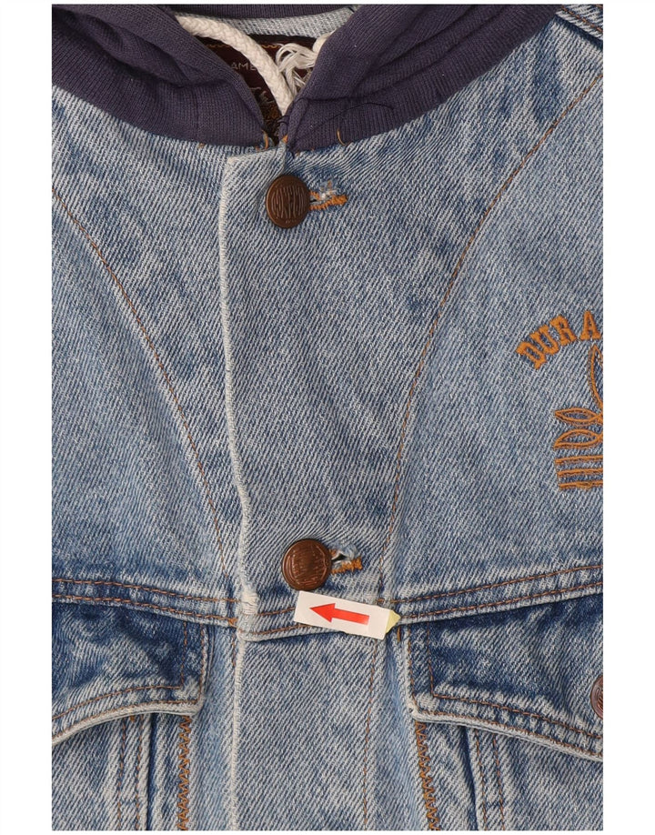 Giacca di jeans con cappuccio da uomo DURANGO UK 40 Large Blu Colourblock Cotton