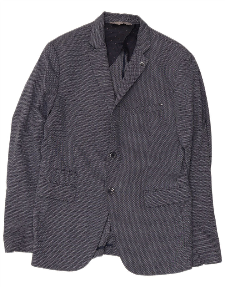 ZARA Giacca Blazer a 2 Bottoni da Uomo EU 50 Medio Blu Navy Poliestere