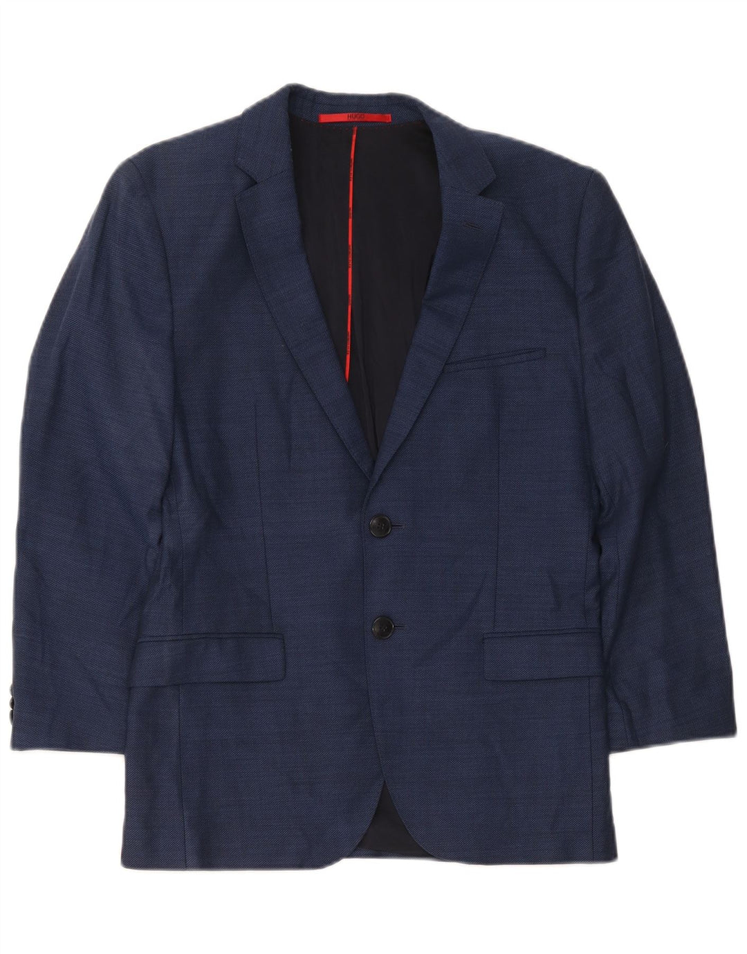 Giacca blazer da uomo a 2 bottoni Hugo Boss EU 46 piccola lana vergine blu navy