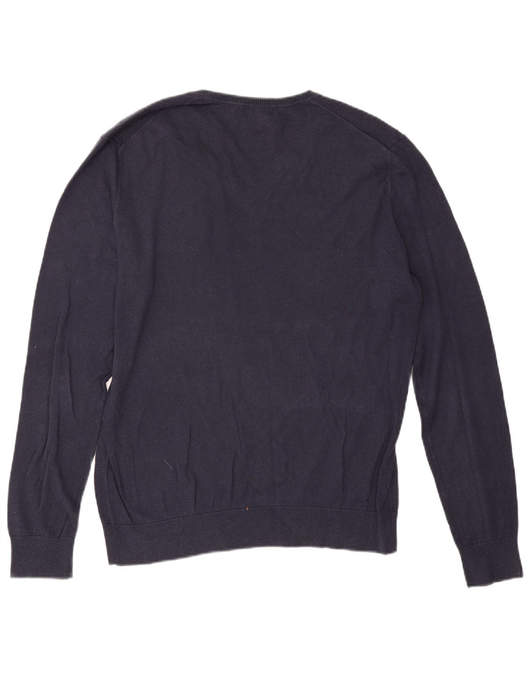 Maglione Zara da uomo con scollo a V grande in cotone blu navy
