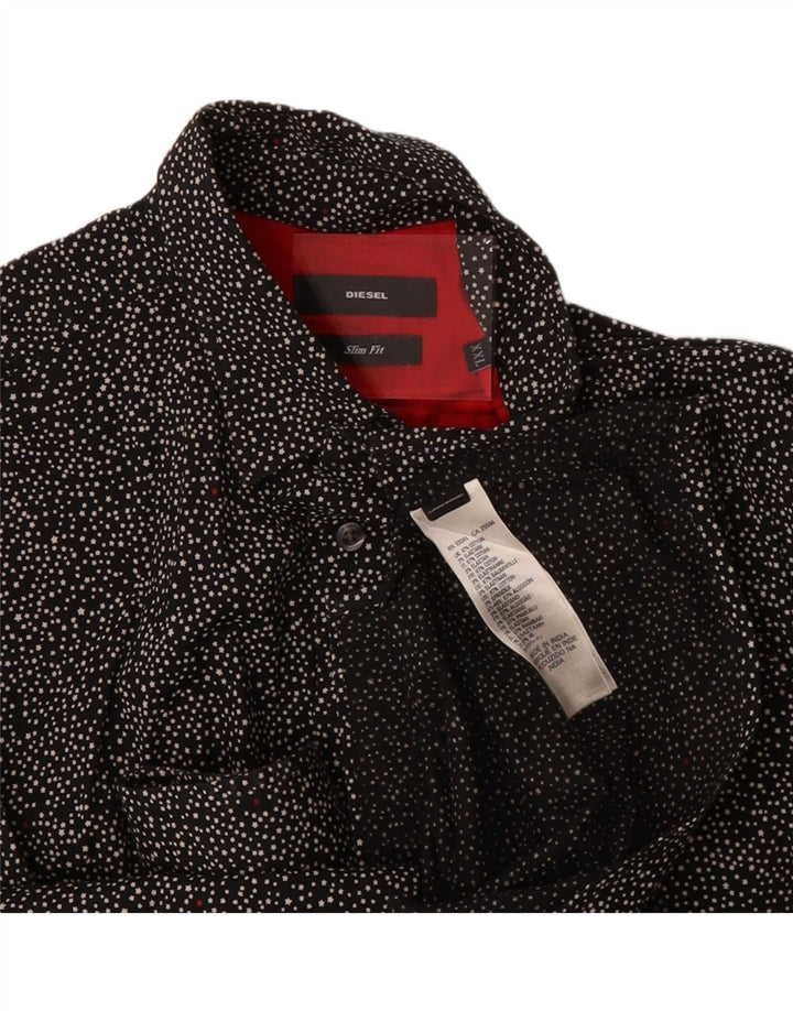 DIESEL Mens Slim Fit Shirt 2XL Black Spotted Cotton