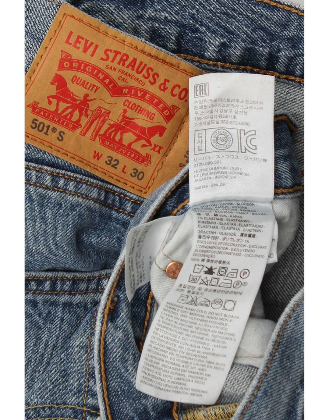 Levi's Uomo 501 Jeans dritti W32 L30 Cotone Blu
