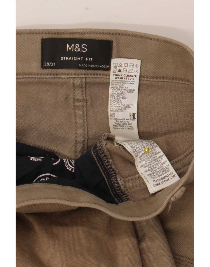 Jeans dritti da uomo Marks & Spencer W38 L31 cotone beige