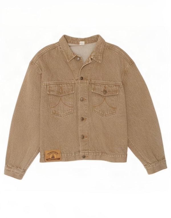 Vintage Womens Denim Jacket UK 18 XL Beige Cotton