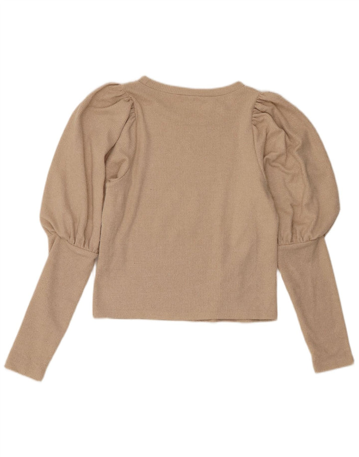 Maglione corto con scollo a barca da donna Zara UK 10 piccolo poliestere beige