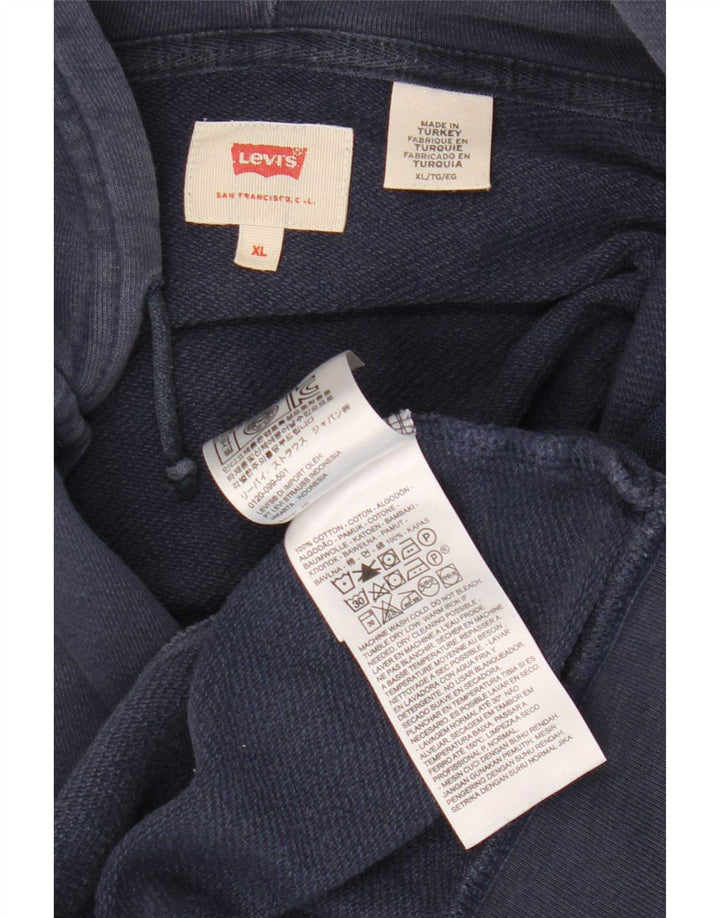 Maglione con cappuccio e zip da uomo Levi's XL in cotone blu navy