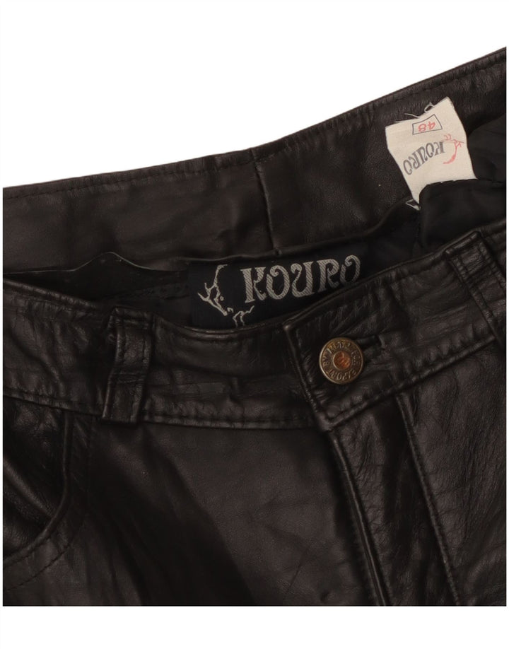 Pantaloni dritti in pelle vintage da donna W30 L29 neri