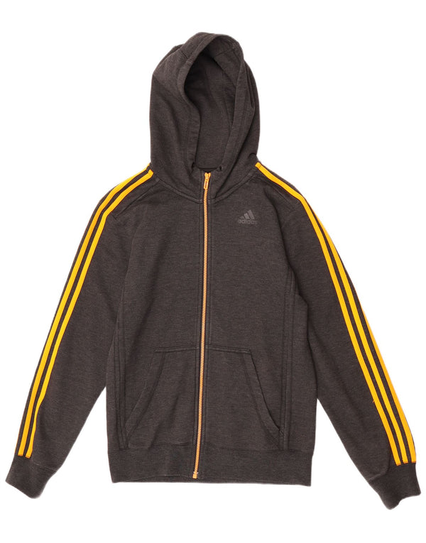 Maglione con cappuccio e zip Adidas Climalite da uomo piccolo in poliestere grigio