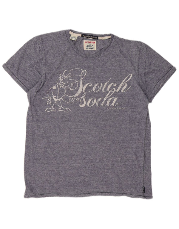 T-shirt grafica da donna Scotch & Soda Top in cotone gessato medio blu navy