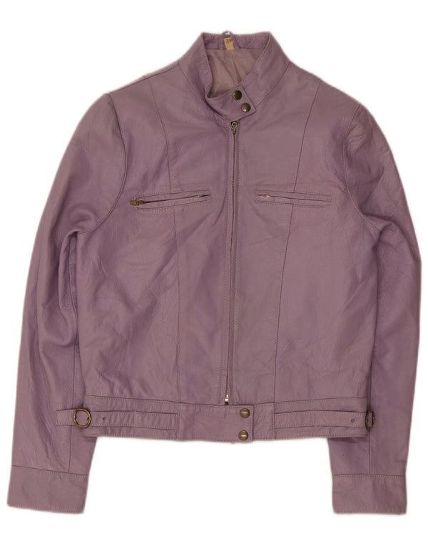 Giacca bomber da donna vintage in pelle IT 42 in pelle viola media