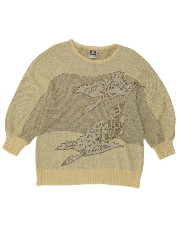 Maglione da donna con scollo a barca con grafica Freya UK 14 Giallo medio