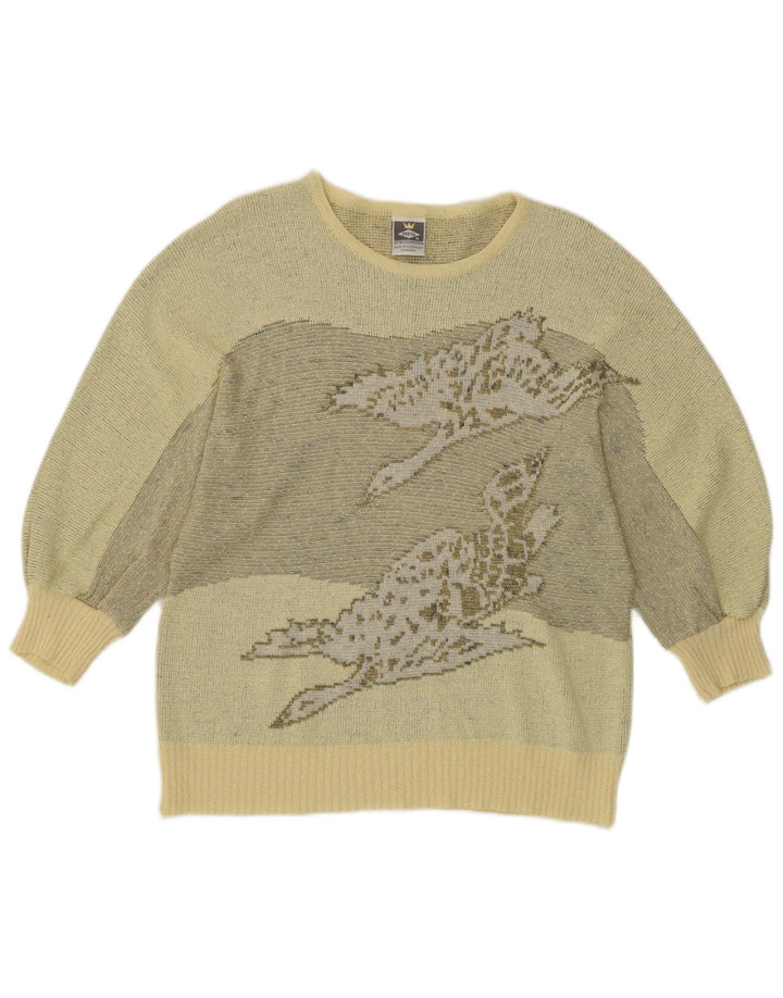 Maglione da donna con scollo a barca con grafica Freya UK 14 Giallo medio