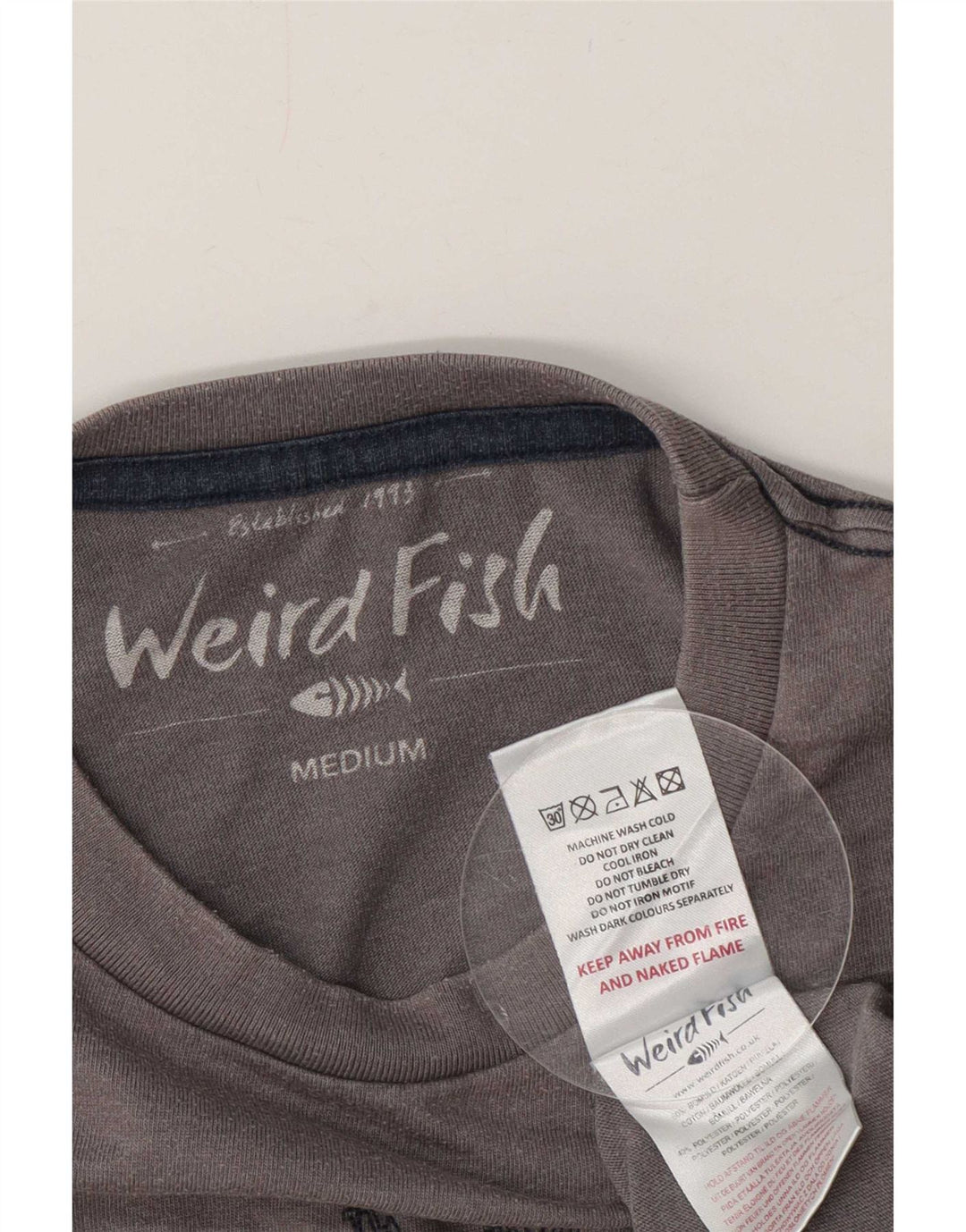 Weird Fish T-shirt grafica da uomo Top in cotone grigio medio