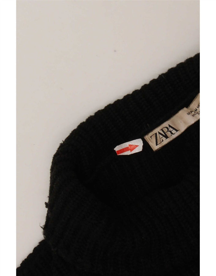 Maglione maglione a collo alto da donna Zara UK 14 viscosa nera media