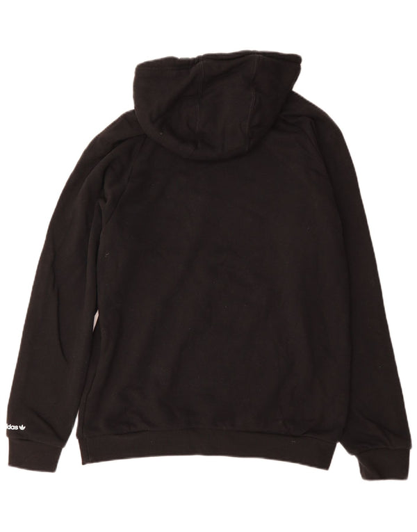 ADIDAS Womens Graphic Oversized Hoodie Jumper UK 10 Small Black Cotton