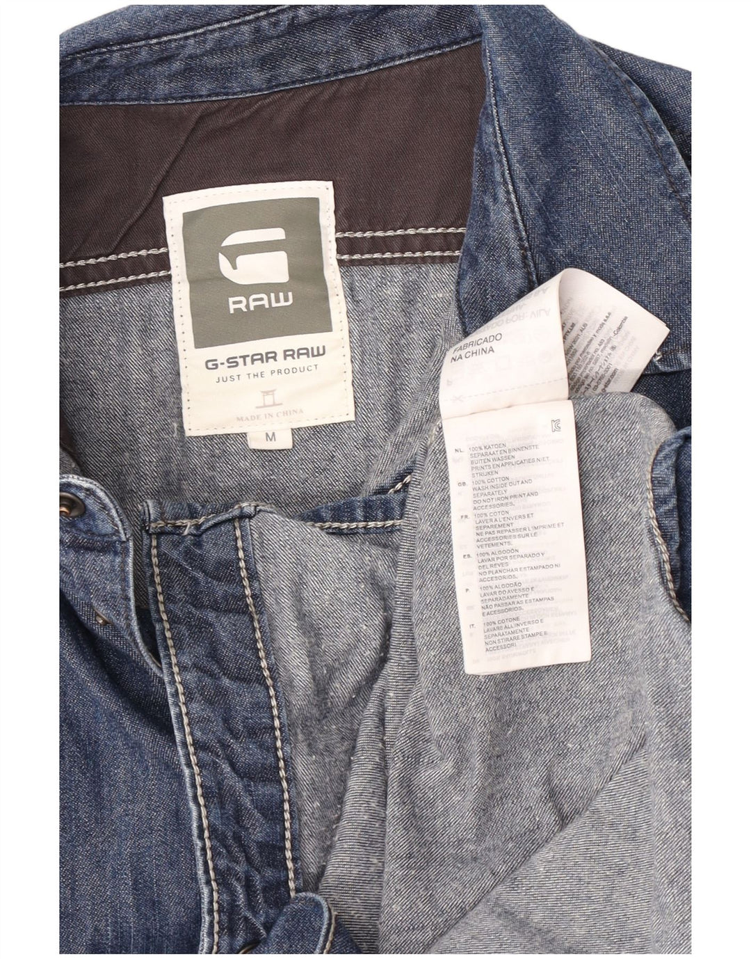 Camicia di jeans da uomo G-Star in cotone blu medio