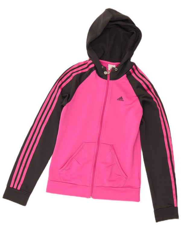 Felpa con cappuccio e zip da donna Adidas UK 8 Small Pink Colourblock