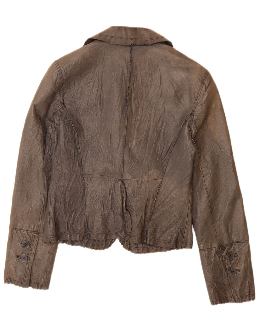 Giacca Blazer in Pelle da Donna a 2 Bottoni Stefanel IT 40 Piccola in Pelle Grigia