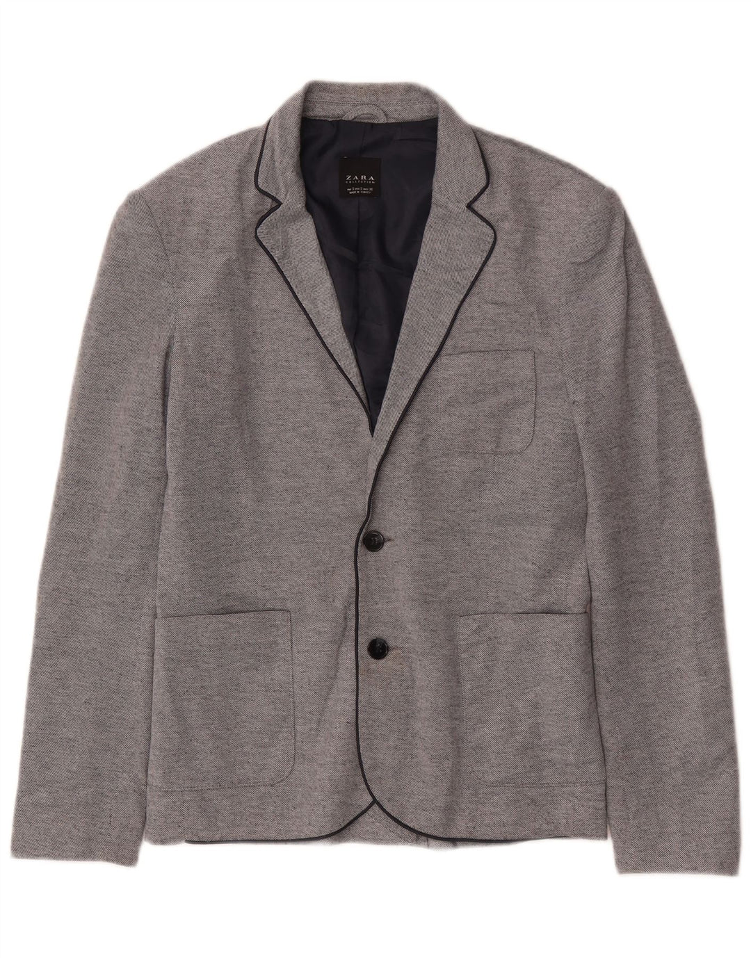 Giacca blazer da uomo a 2 bottoni Zara UK 36 piccola in poliestere grigio