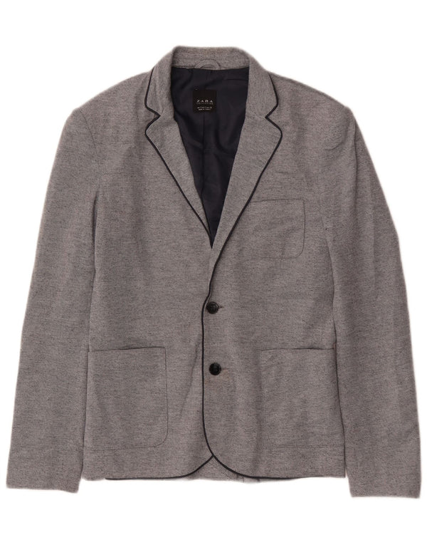Giacca blazer da uomo a 2 bottoni Zara UK 36 piccola in poliestere grigio