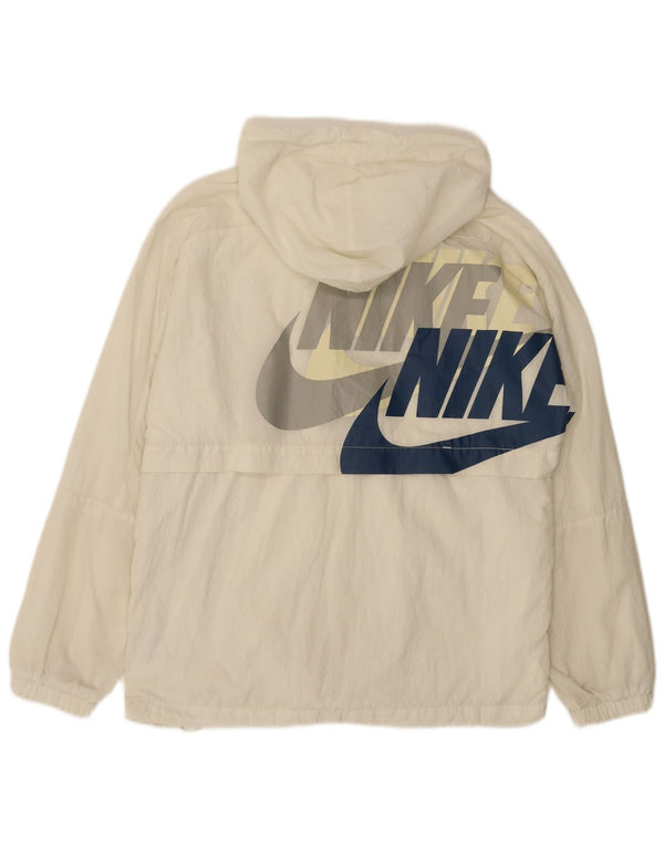 NIKE Giacca da ginnastica da uomo con grafica con cappuccio, piccola, in nylon bianco sporco