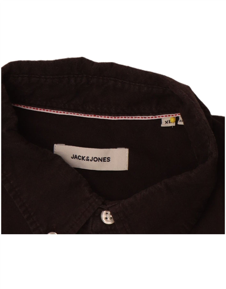 Camicia da uomo Jack & Jones XL in cotone marrone