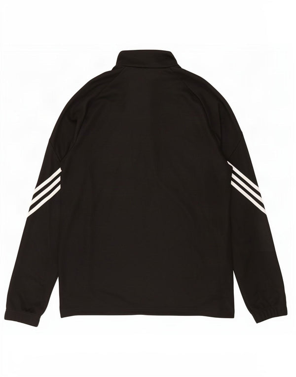 Top della tuta da ginnastica Adidas Climalite con zip e collo da uomo, colore nero medio