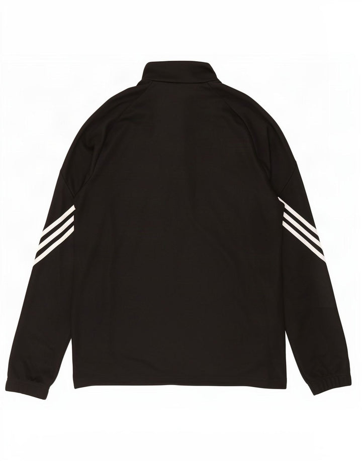 Top della tuta da ginnastica Adidas Climalite con zip e collo da uomo, colore nero medio