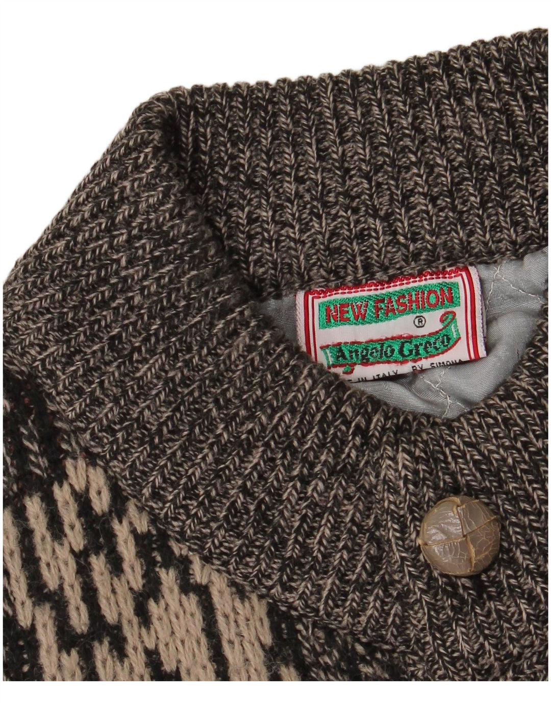 Maglione cardigan vintage da uomo con motivo astratto IT 50 Grigio medio