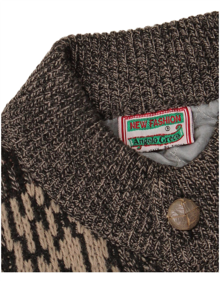 Maglione cardigan vintage da uomo con motivo astratto IT 50 Grigio medio