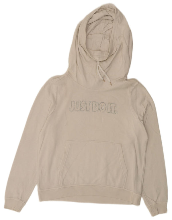 Maglione con cappuccio grafico da donna NIKE UK 14 cotone bianco medio
