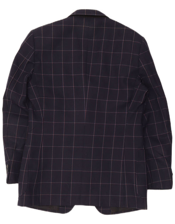 Giacca blazer da uomo a 2 bottoni Facis IT 52 XL in lana a quadri blu navy