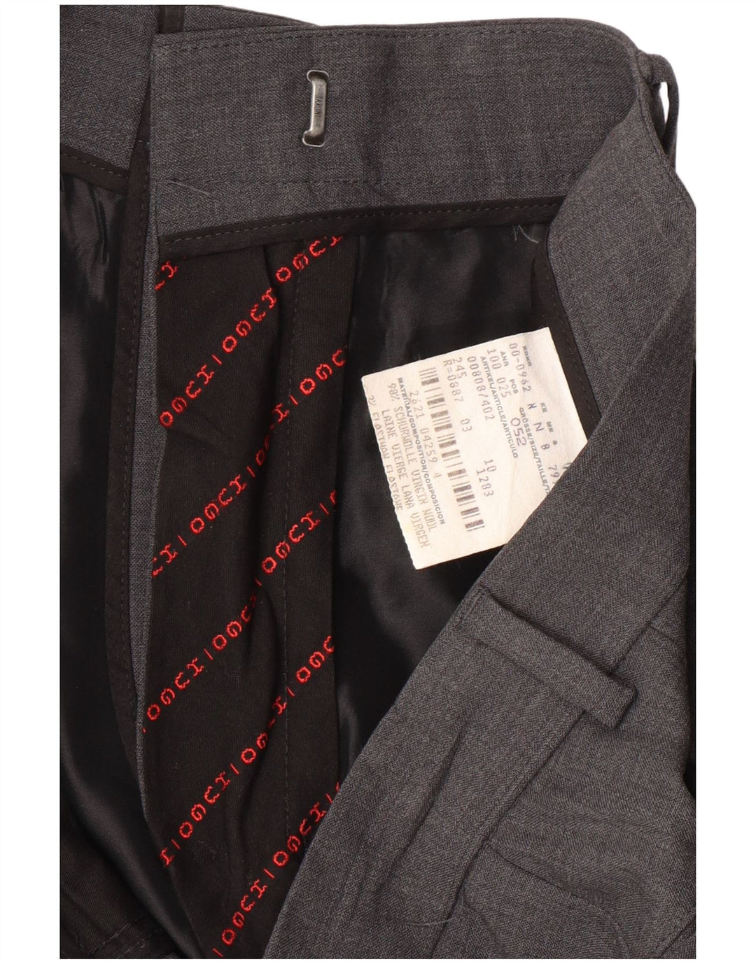 Pantaloni da abito dritti da uomo HUGO BOSS IT 52 XL W34 L34 Lana vergine grigia