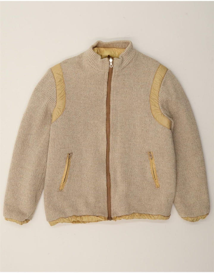 Giubbotto bomber reversibile vintage da uomo UK 36 piccolo beige